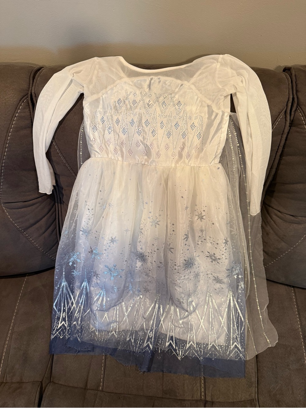 Disney White & Silver Sparkle Frozen-Inspired Princess Dress
